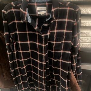 Treasure and Bond boyfriend black soft drapery flannel